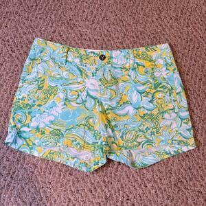 Lilly Pulitzer Yellow Callahan Shorts Beach Colorful Green Yellow Blue Size‎ 8